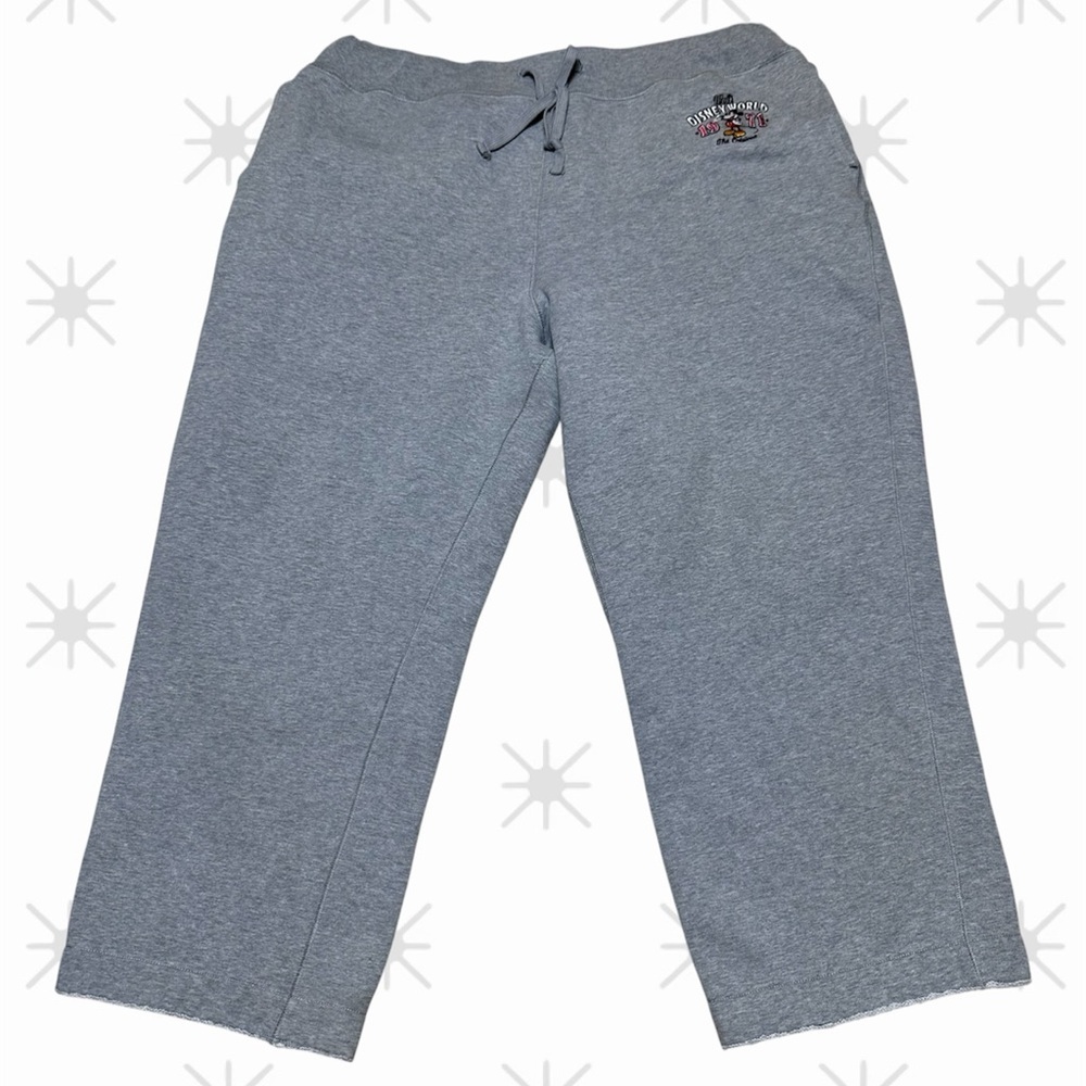 Disneys Mickey Mouse gray Lounge Sweatpants Cropped Wide Leg Y2K 2000’s retro